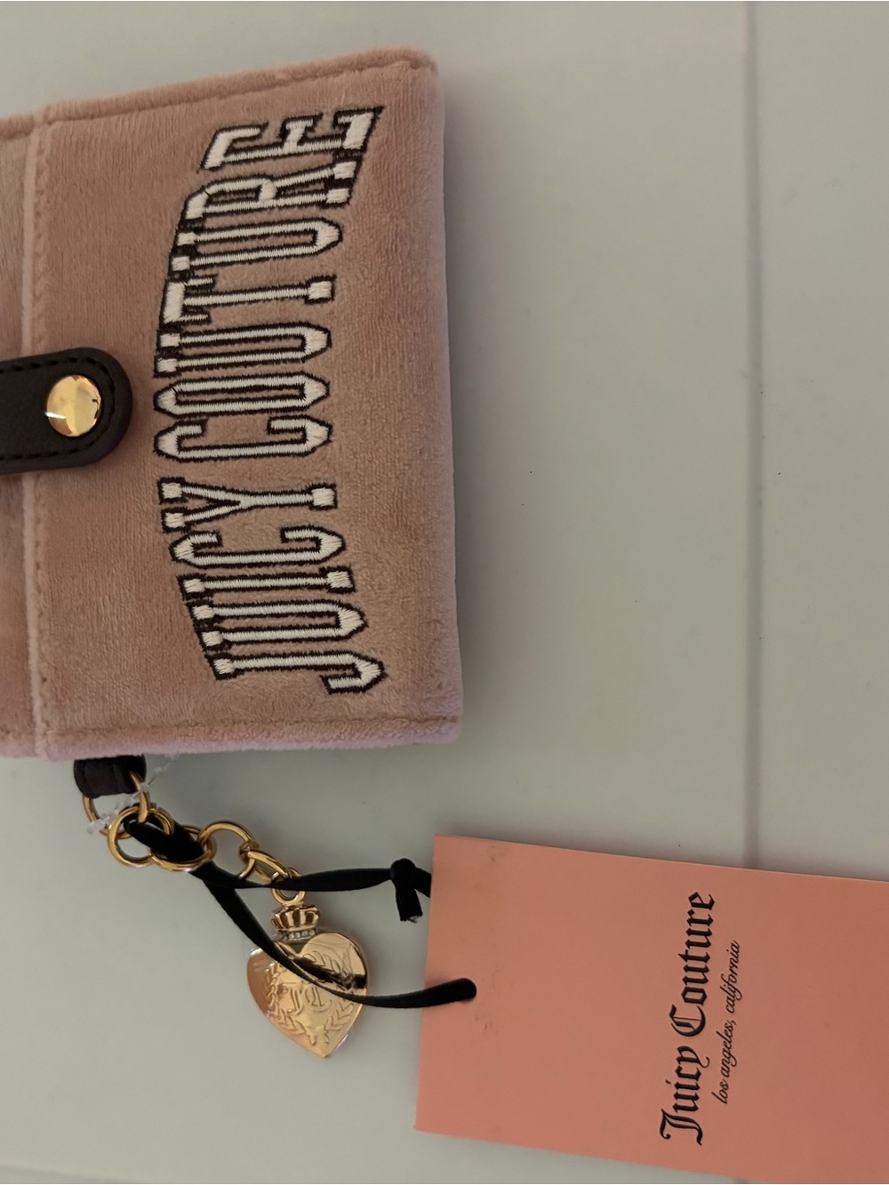 Juicy Couture Blush Pink Velvet Wallet with Gold Charm